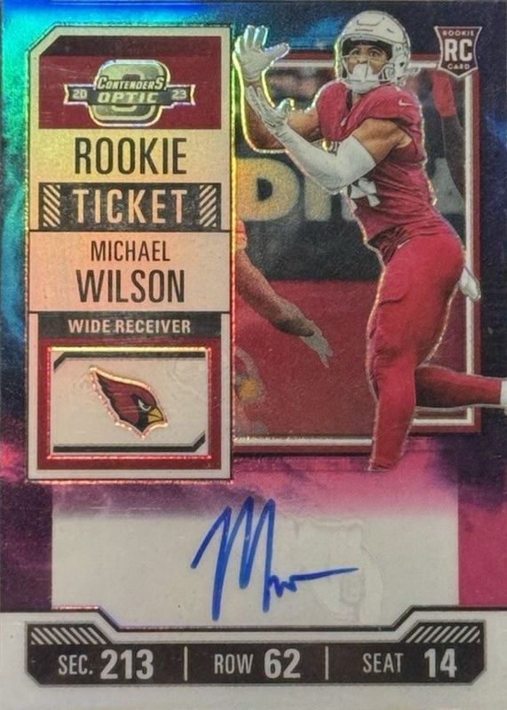 Michael Wilson 2023 Contenders Optic #126 Rookie Ticket Auto - Nebula /2 RAW
