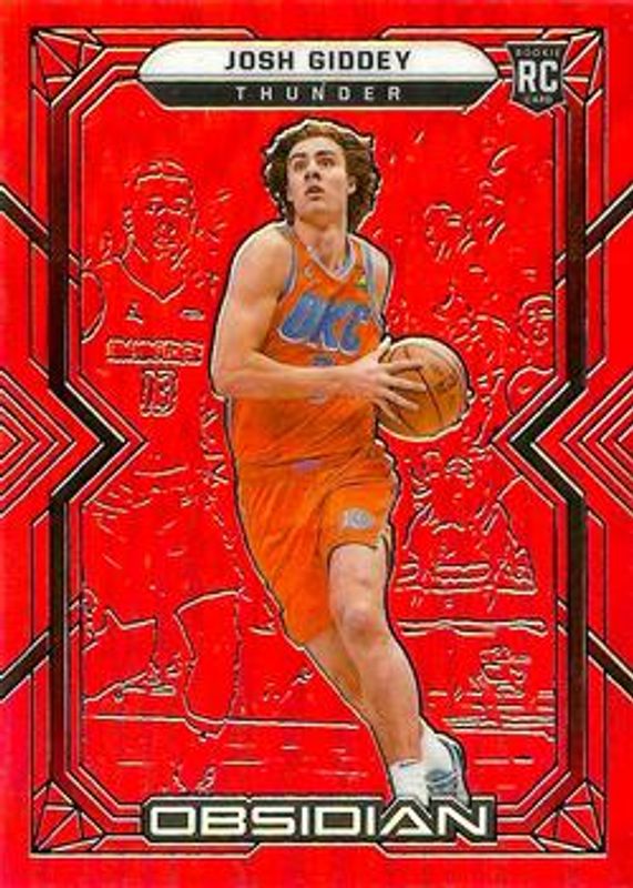 Josh Giddey 2021 Obsidian #156 Electric Etch Red Flood Rookie RAW