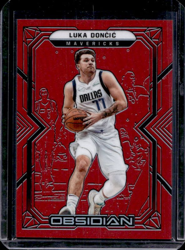 Luka Doncic 2021 Obsidian #77 Electric Etch Red Flood RAW