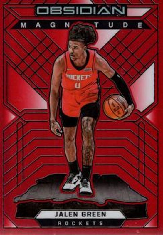 Jalen Green 2021 Obsidian #7 Magnitude - Electric Etch Red Flood Rookie RAW