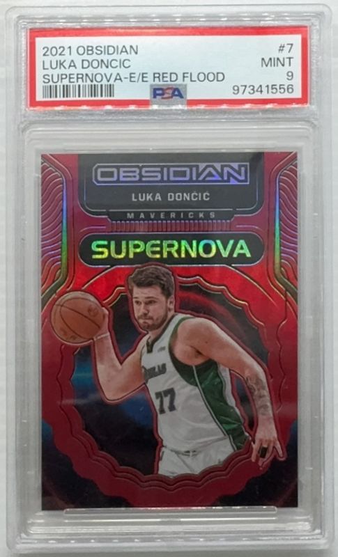 Luka Doncic 2021 Obsidian #7 Supernova - Electric Etch Red Flood RAW