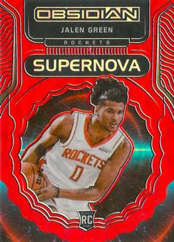 Jalen Green 2021 Obsidian #10 Supernova - Electric Etch Red Flood Rookie RAW