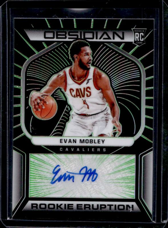 Evan Mobley 2021 Obsidian #RES-EVM Rookie Eruption Signatures - Electric Etch Green /25 RAW