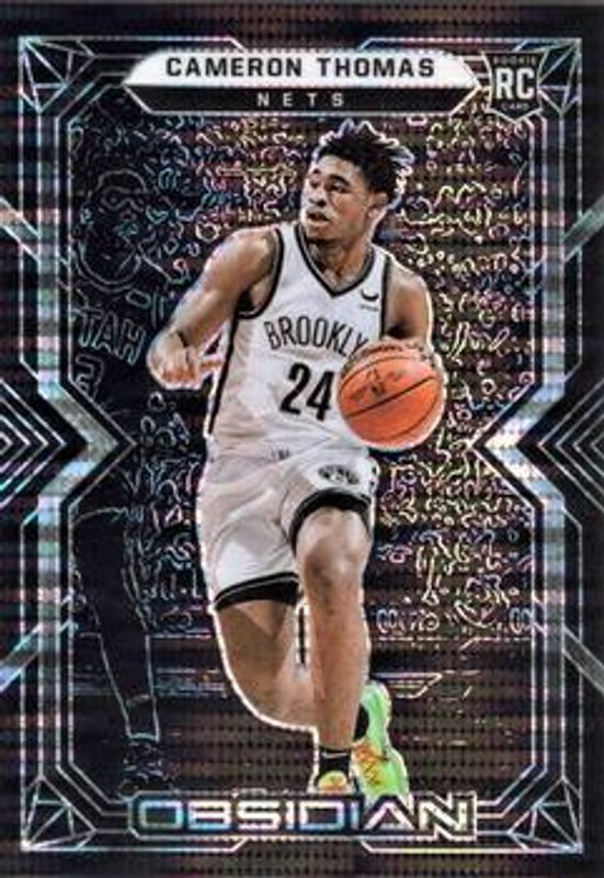 Cam Thomas 2021 Obsidian #171 Electric Etch Asia Rookie RAW