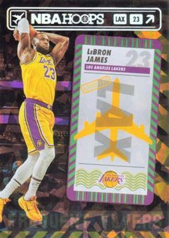 LeBron James 2021 Hoops #13 Frequent Flyers - Green Ice RAW