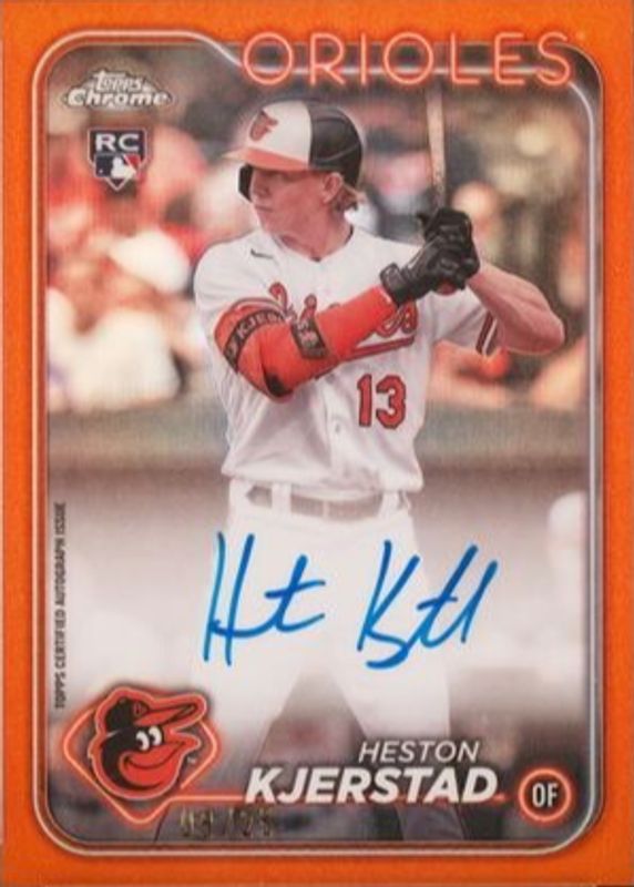 Heston Kjerstad 2024 Topps Chrome #RA-HK Rookie Autographs - Orange Refractor /25 RAW
