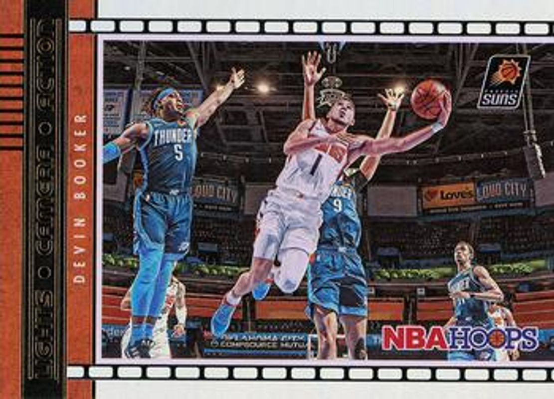 Devin Booker 2021 Hoops #27 Lights Camera Action - Holo RAW