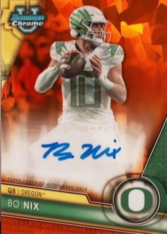 Bo Nix 2023 Bowman Chrome University Sapphire Edition #PA-NIX Prospect Auto - Orange /25 PSA 10