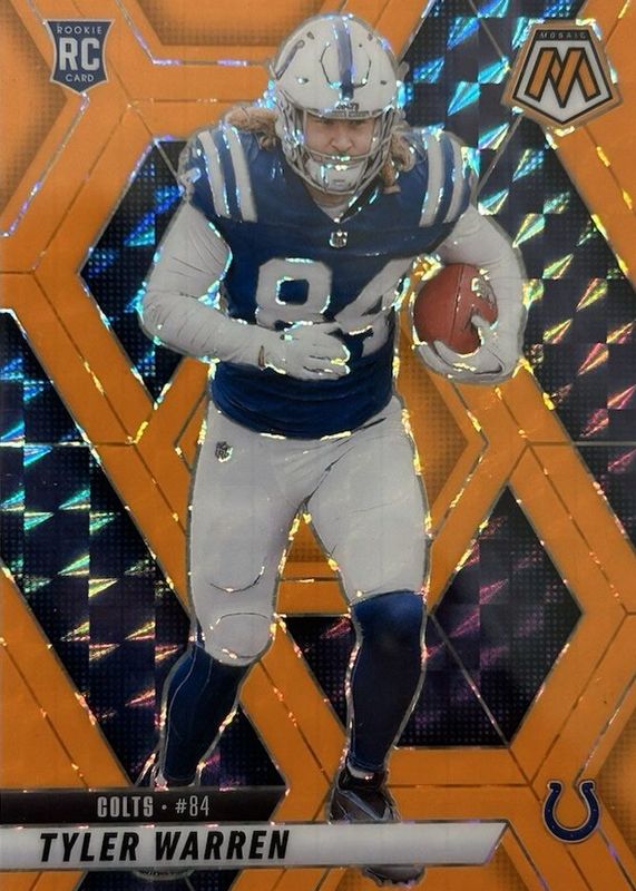 Tyler Warren 2025 Mosaic #354 Orange Fluorescent /25 Rookie RAW