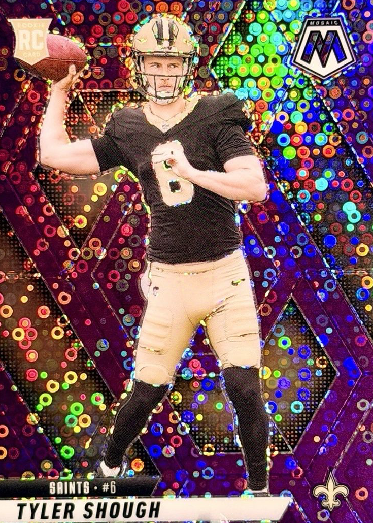 Tyler Shough 2025 Mosaic #312 No Huddle Purple /50 Price Guide