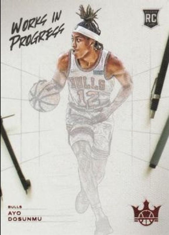 Ayo Dosunmu 2021 Court Kings #13 Works in Progress - Ruby /149 Rookie RAW