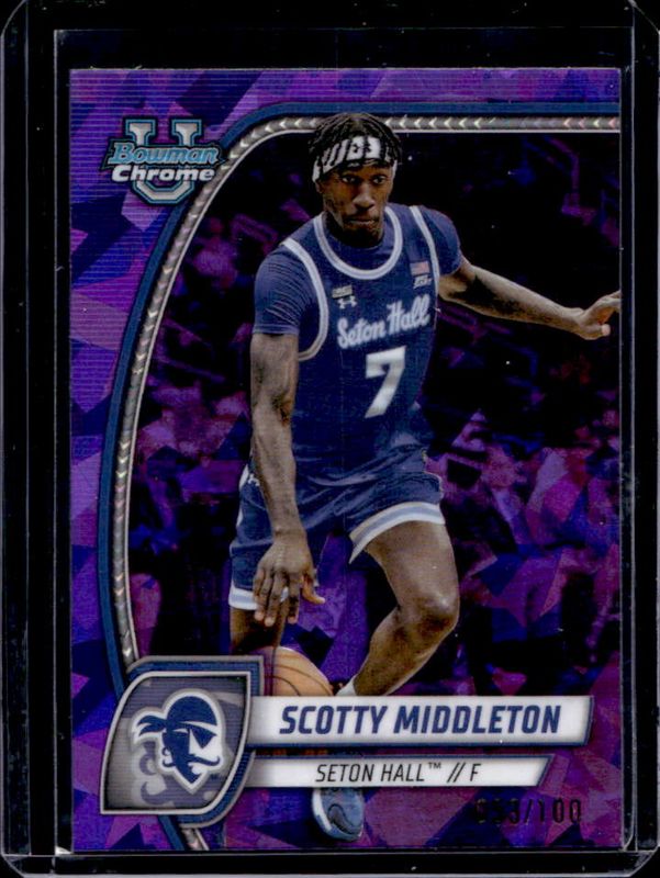 Scotty Middleton 2024 Bowman Chrome University Sapphire Edition #94 Purple Refractor /100 RAW