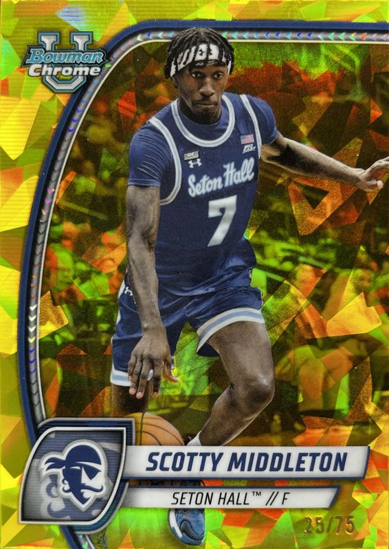 Scotty Middleton 2024 Bowman Chrome University Sapphire Edition #94 Yellow Refractor /75 RAW