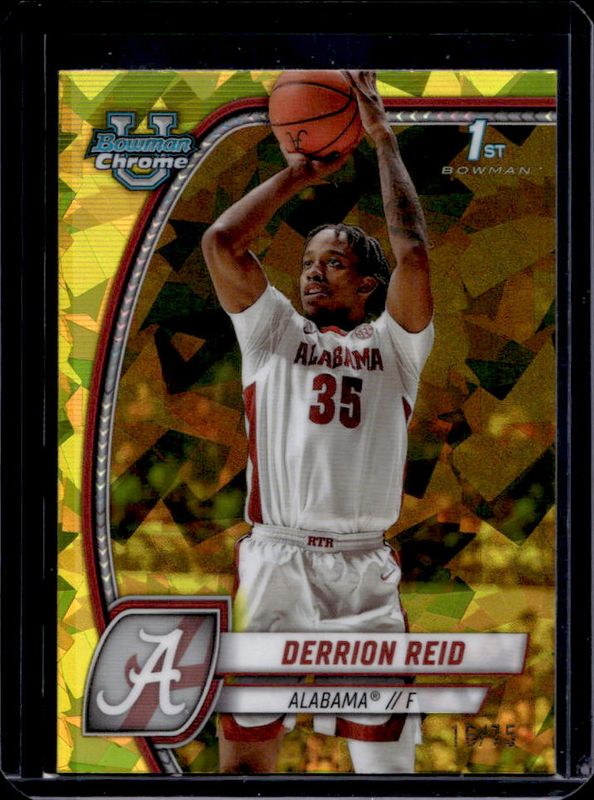 Derrion Reid 2024 Bowman Chrome University Sapphire Edition #20 Yellow Refractor /75 RAW