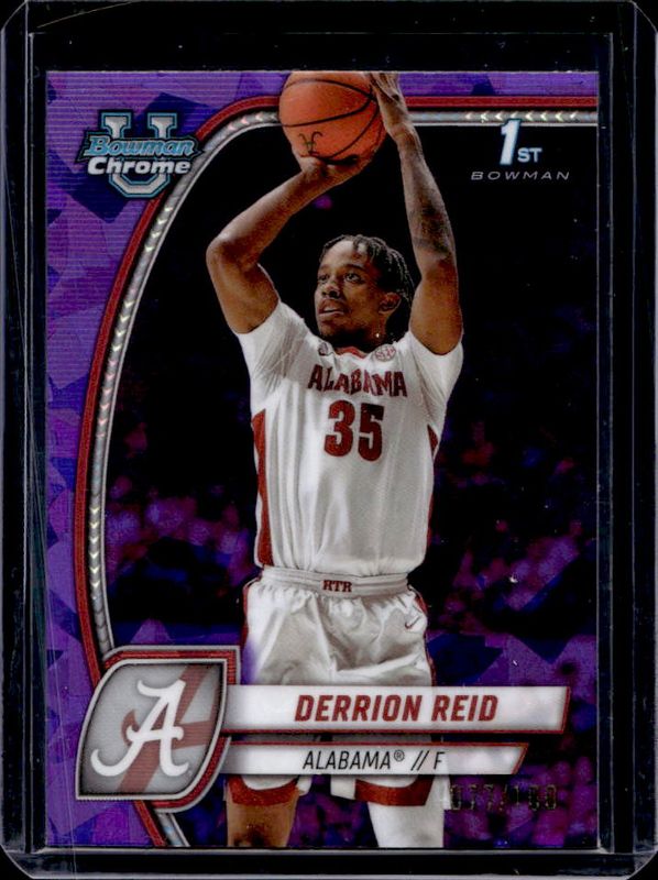 Derrion Reid 2024 Bowman Chrome University Sapphire Edition #20 Purple Refractor /100 RAW
