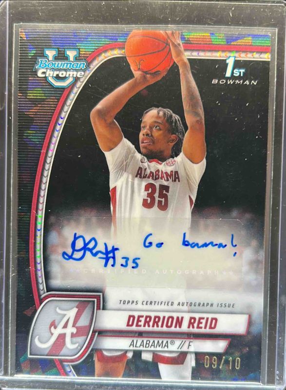 Derrion Reid 2024 Bowman Chrome University Sapphire Edition #20 Prospect Autographs - Black Refractor /10 RAW