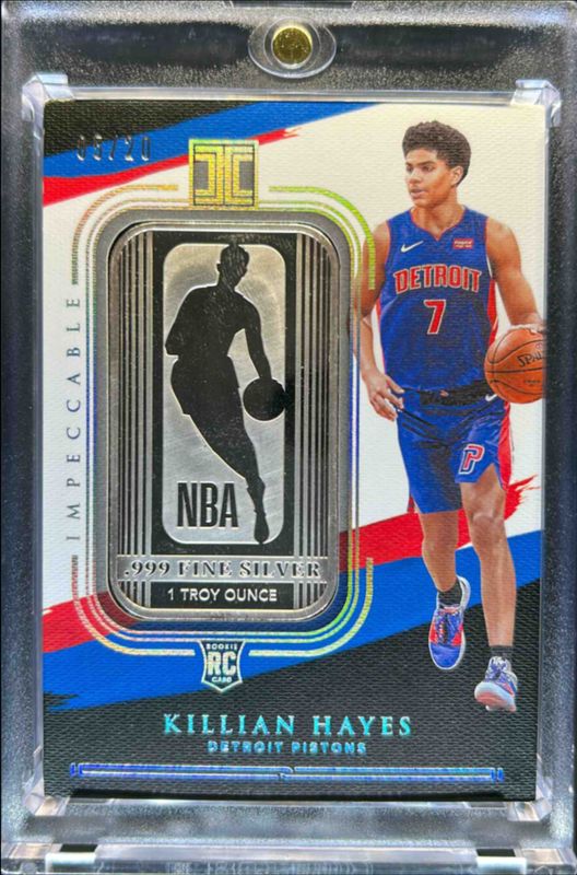 Killian Hayes 2020 Impeccable #35 Silver NBA Logo /20 Rookie RAW