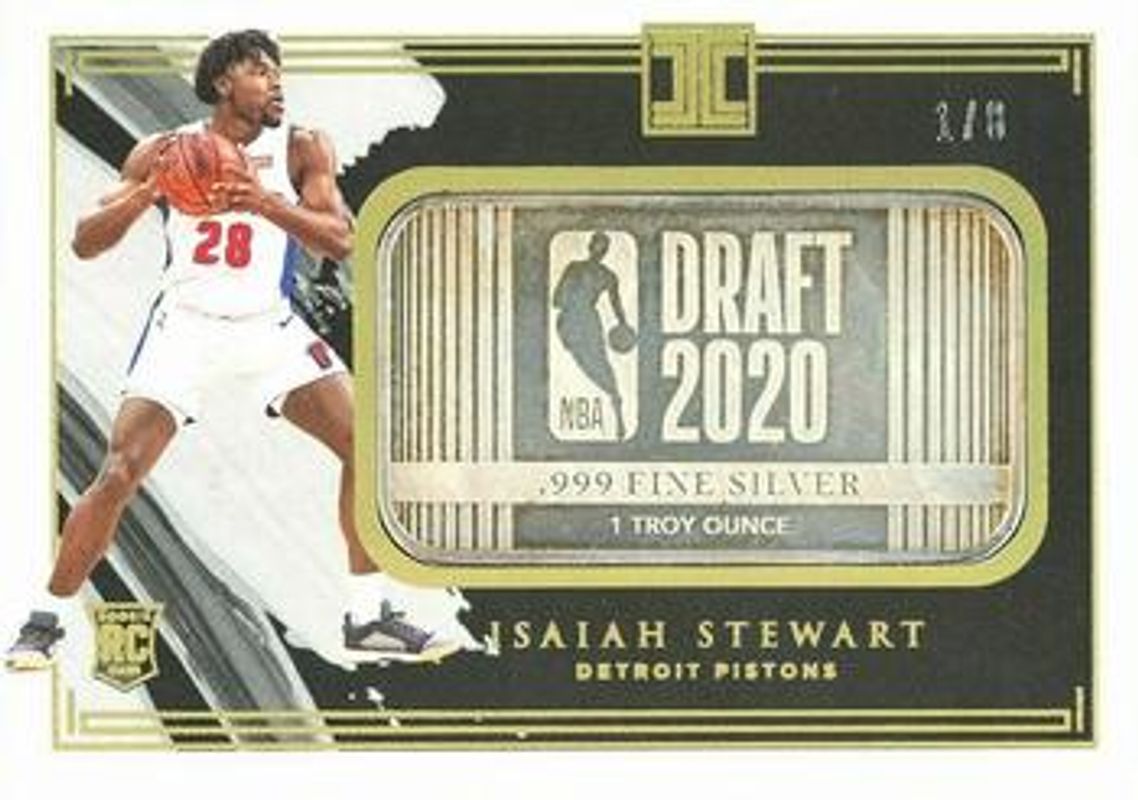 Isaiah Stewart 2020 Impeccable #16 Silver Draft Logo - Holo Gold /8 Rookie RAW