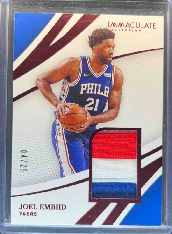 Joel Embiid 2020 Immaculate #RJ-JEM Remarkable Jerseys - Red /25 RAW