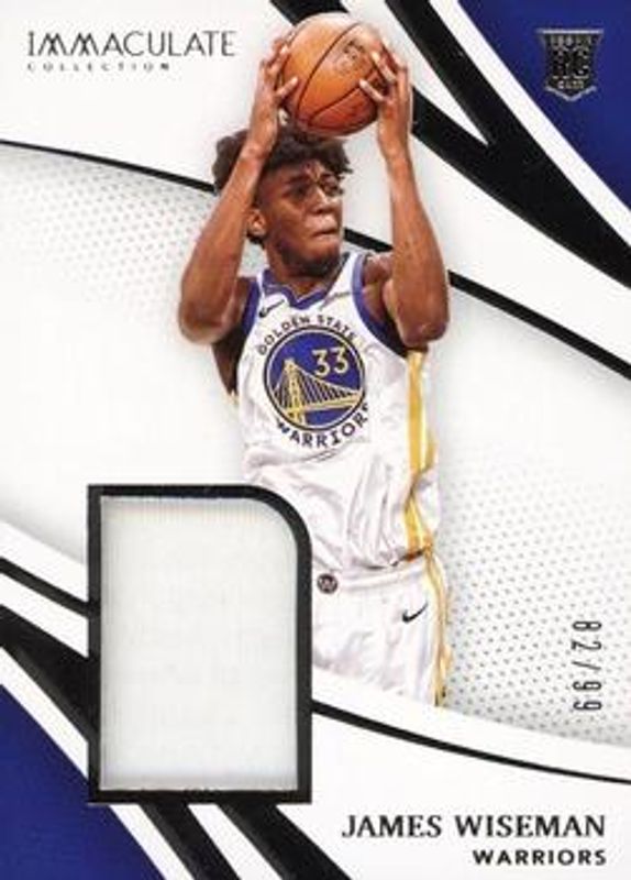 James Wiseman 2020 Immaculate #RRJ-JWM Remarkable Rookie Jerseys /99 RAW