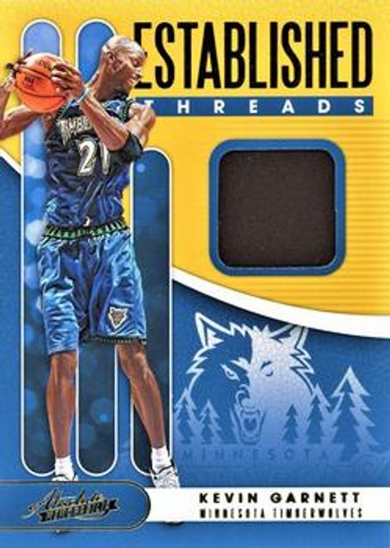 Kevin Garnett 2019 Absolute Memorabilia #ET-KGN Established Threads Level 1 RAW