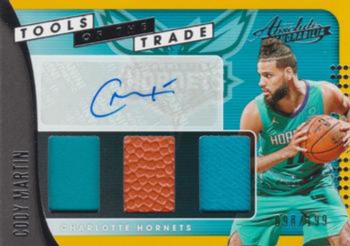Cody Martin 2019 Absolute Memorabilia #TT3-CMT Tools of the Trade Three Swatch Signatures Level 1 /199 Rookie RAW