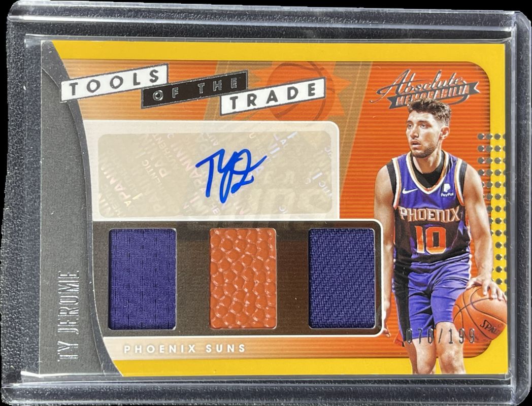 Ty Jerome 2019 Absolute Memorabilia #TT3-TJR Tools of the Trade Three Swatch Signatures Level 1 /199 Rookie RAW