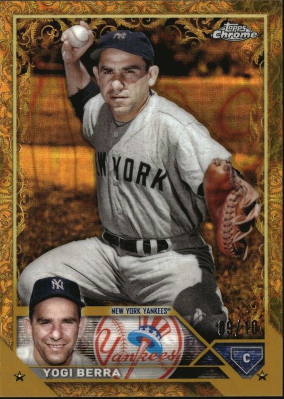 Yogi Berra 2023 Topps Gilded Collection #143 Lava Gold Etch Refractor /10 PSA 10