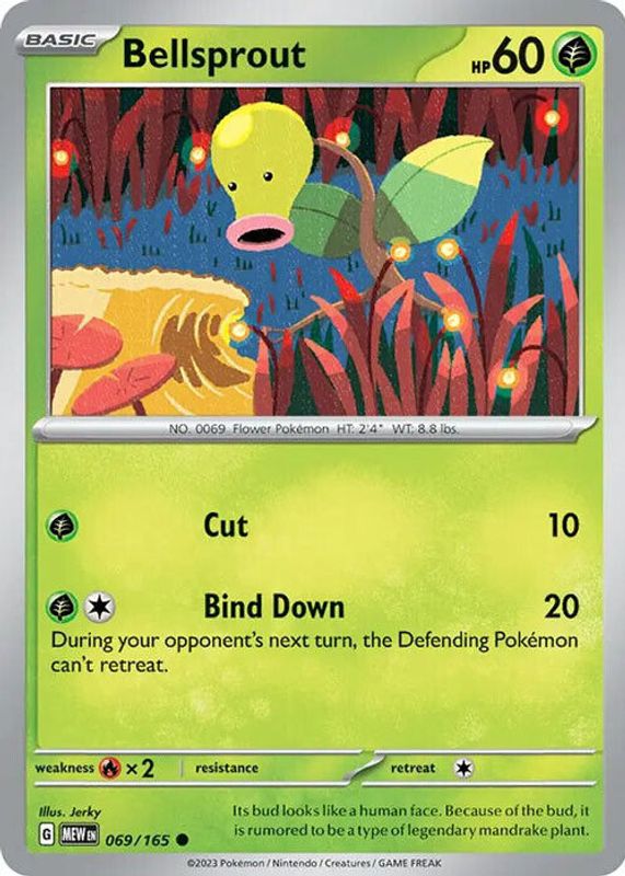 Bellsprout 2023 Scarlet & Violet: 151 #069/165 Base RAW TCG (NEAR MINT)