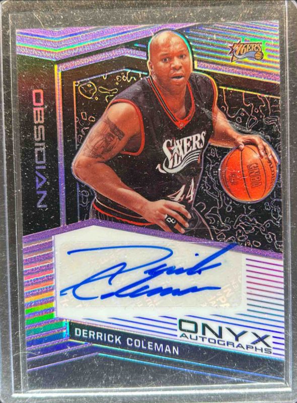 Derrick Coleman 2019 Obsidian #OA-DCM Onyx Autographs - Electric Etch Purple /75 RAW