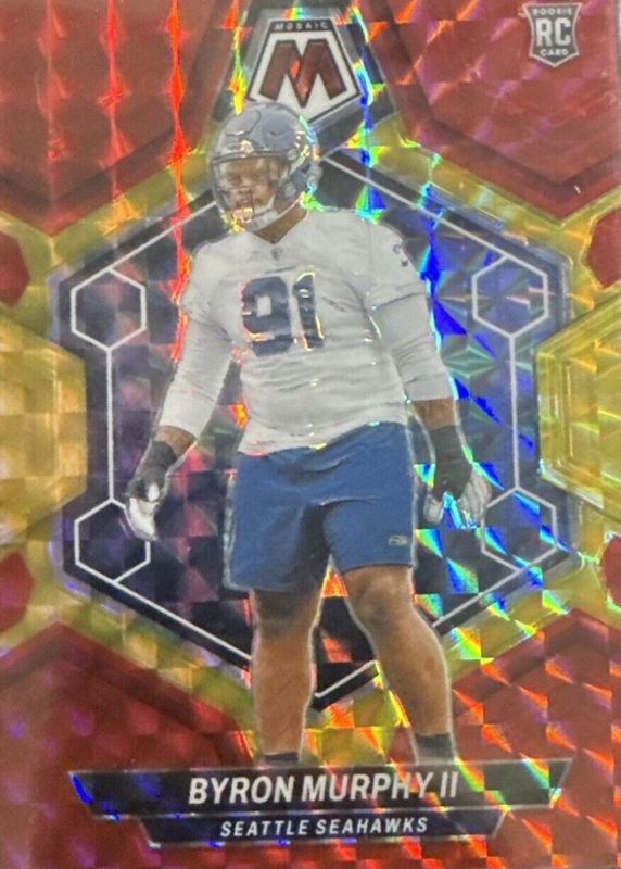 Byron Murphy II 2024 Mosaic #316 Choice Fusion Red & Yellow /80 Rookie RAW