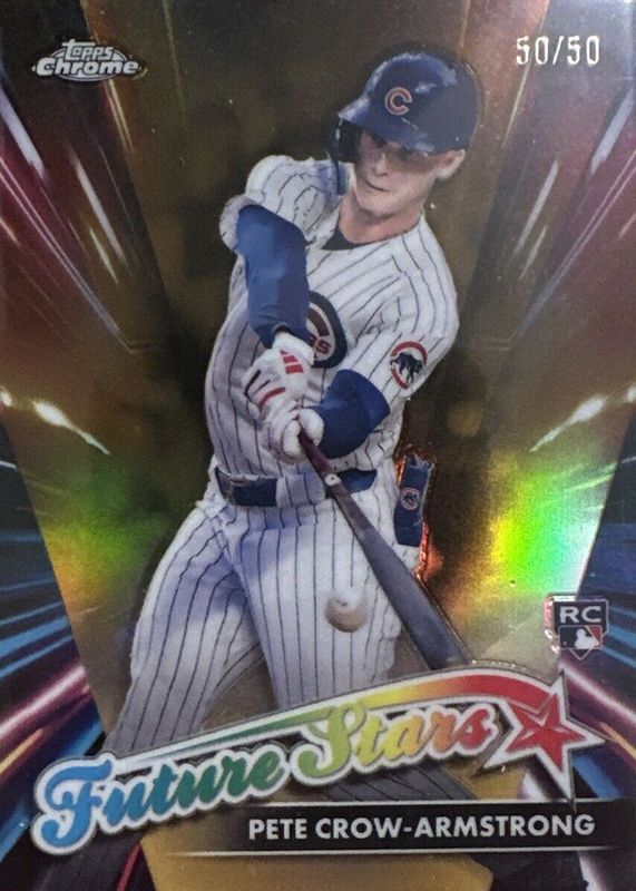 Pete Crow-Armstrong 2024 Topps Chrome Update #FSU-19 Future Stars - Gold Refractor /50 Rookie RAW