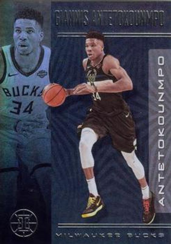 Giannis Antetokounmpo 2019 Illusions #26 Trophy Collection Sapphire RAW