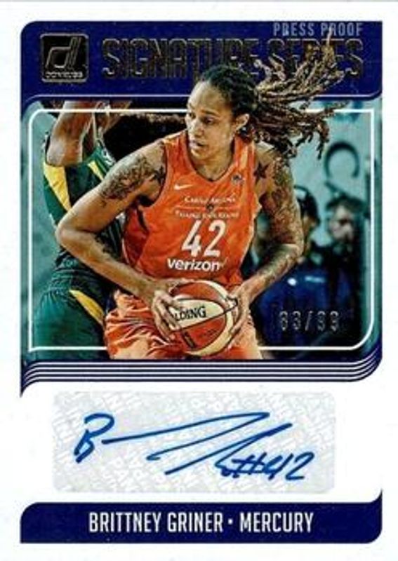 Brittney Griner 2019 Donruss WNBA #SS-BGN Signatures Series - Press Proof Purple /99 RAW