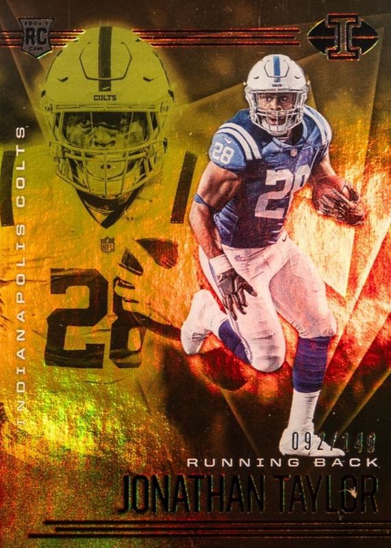Jonathan Taylor 2020 Illusions #14 Trophy Collection Yellow /149 Rookie RAW