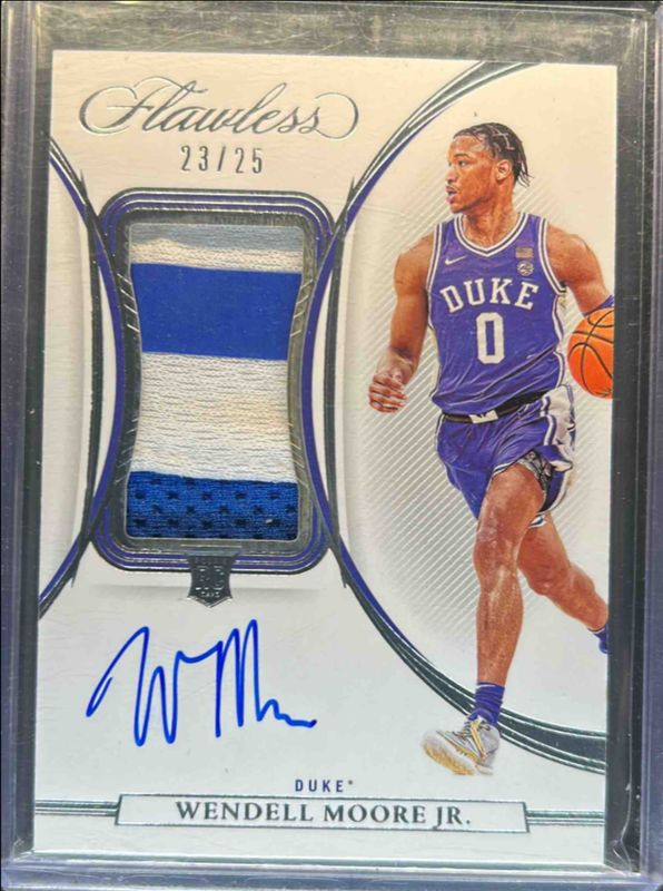 Wendell Moore Jr. 2022 Flawless Collegiate #18 Vertical Patch Auto /25 Rookie RAW