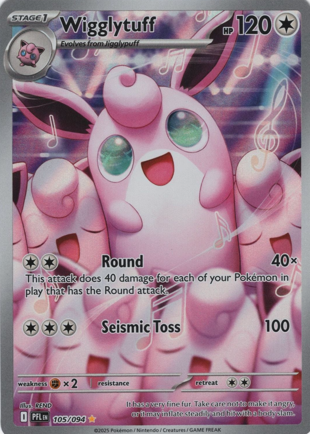 スマ一フM⭐　 Wigglytuff 2025 Mega Evolution: Phantasmal Flames #105/94