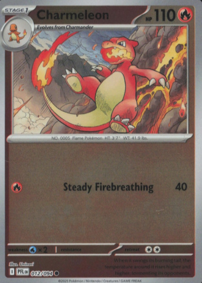 Charmeleon 2025 Mega Evolution: Phantasmal Flames #12/94 Reverse Holo Price  Guide - Sports Card Investor