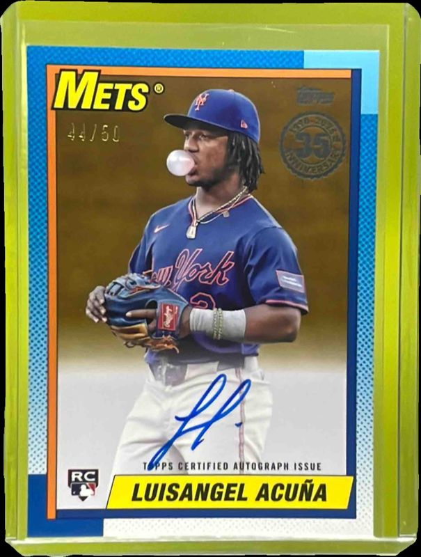 Luisangel Acuna 2025 Topps Update #90AU-LA 1990 Topps Autographs - Gold Foil /50 Rookie RAW