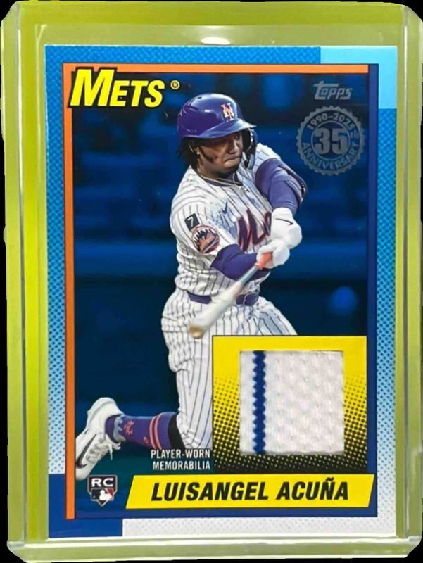 Luisangel Acuna 2025 Topps Update #90RU-LA 1990 Topps Relic - Blue /150 Rookie RAW