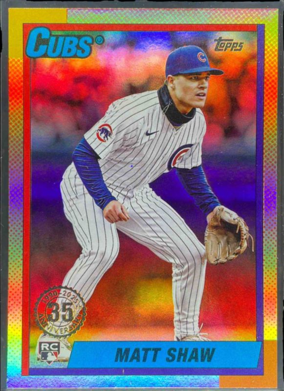Matt Shaw 2025 Topps Update #U90-35 1990 Topps - Pink Foil Rookie RAW