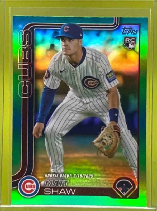 Matt Shaw 2025 Topps Update #US345 Rookie Debut - Green Holo Foil /99 RAW