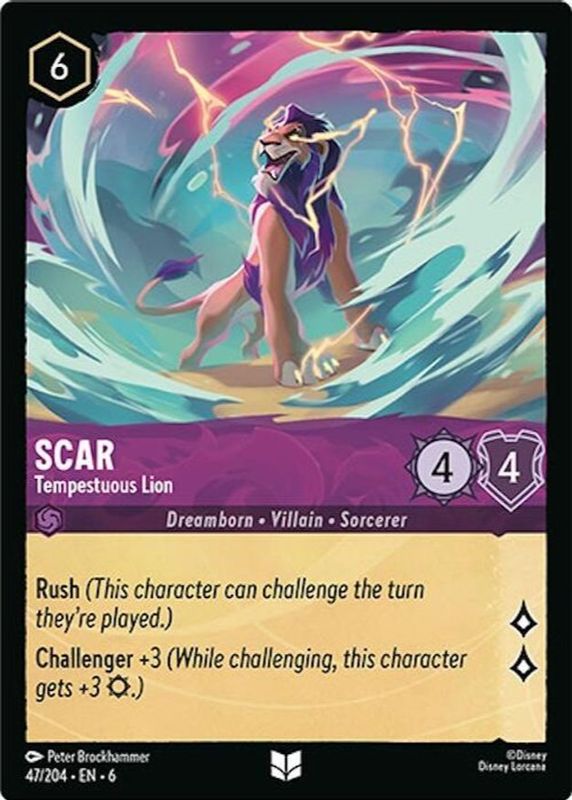 Scar - Tempestuous Lion 2024 Azurite Sea #47/204 Base RAW TCG (LIGHTLY PLAYED)