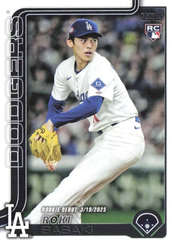 Roki Sasaki 2025 Topps Update #US199 Rookie Debut RAW