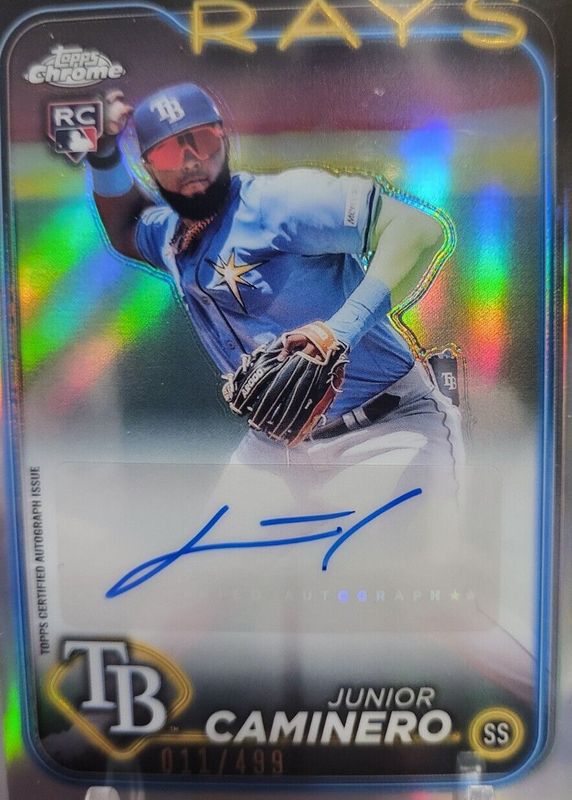 Junior Caminero 2024 Topps Chrome Update #AC-JCA Autographs - Refractor /499 Rookie SGC 9.5