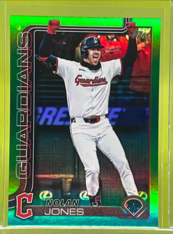 Nolan Jones 2025 Topps Update #US341 Green Rainbow Foil /99 RAW