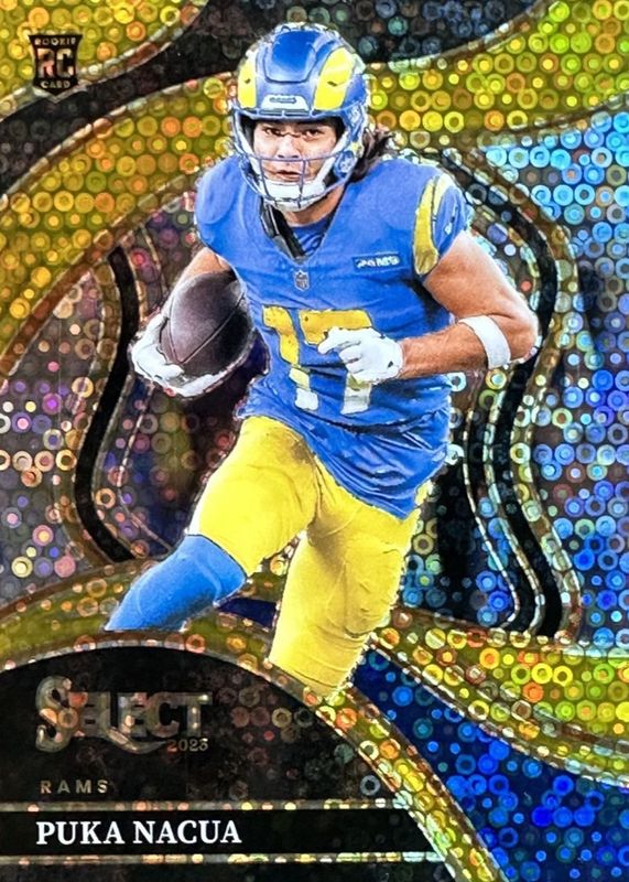 Puka Nacua 2023 Select #224 Club Level Gold Disco /10 Rookie RAW