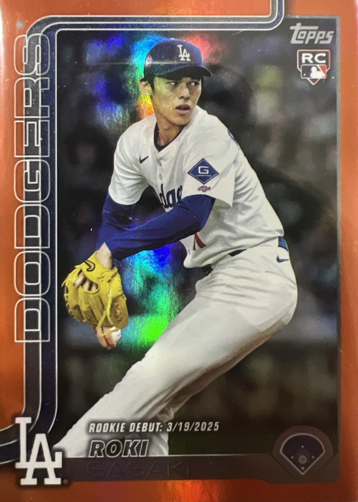 Roki Sasaki 2025 Topps Update #US199 Rookie Debut - Orange Rainbow