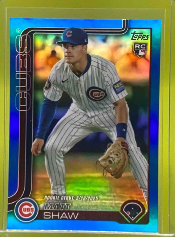 Matt Shaw 2025 Topps Update #US345 Rookie Debut - Blue Rainbow Foil /150 RAW