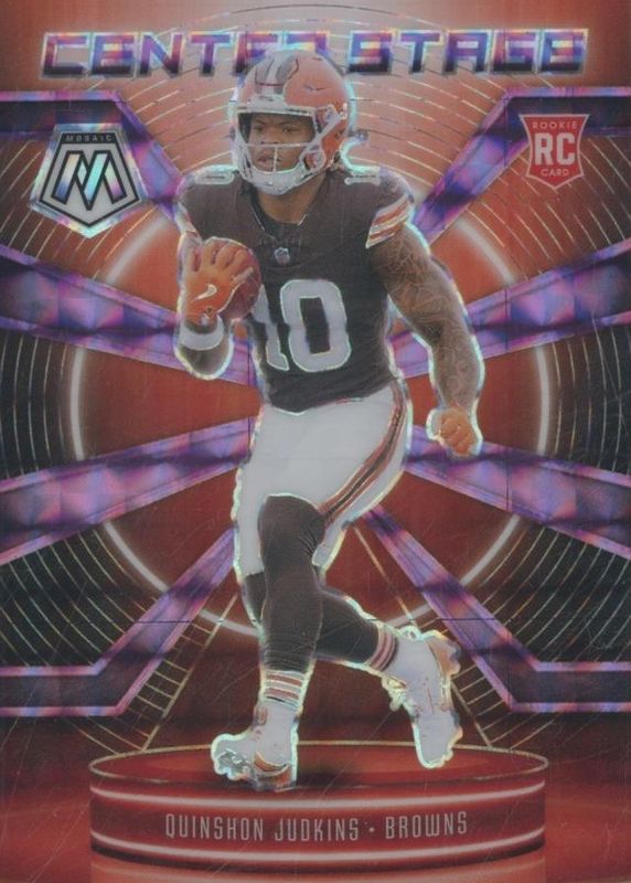 Quinshon Judkins 2025 Mosaic #16 Center Stage - Purple /49 Rookie RAW